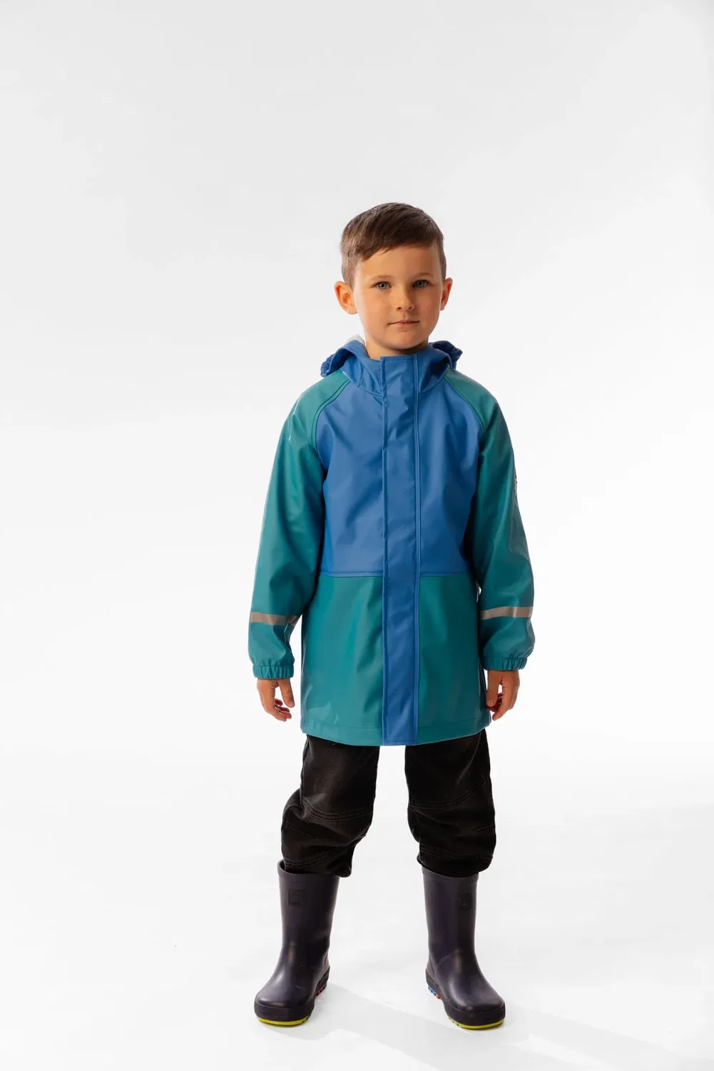 Детская куртка дождевик с капюшоном Deux par Deux, Dark Turquoise