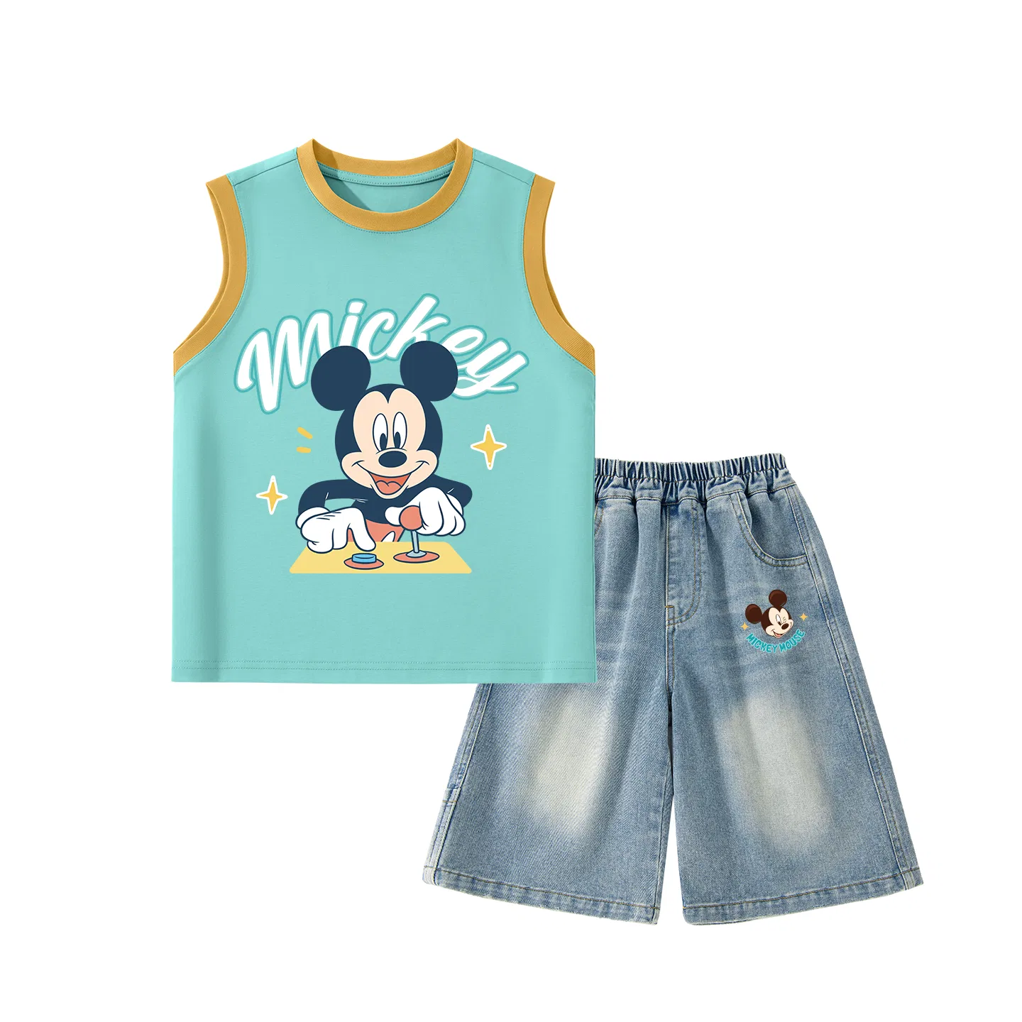 Детский спортивный костюм с круглым вырезом, Disney, Di Game Orange Blue+Di Cute Star K Denim Blue