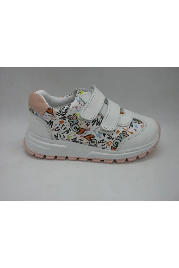 Детские кожаные ортопедические туфли для девочек с липучкой Toddler, White-Pink