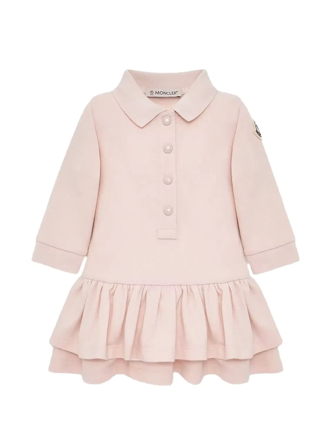 Платье с длинными рукавами и оборками Moncler Enfant, розовый