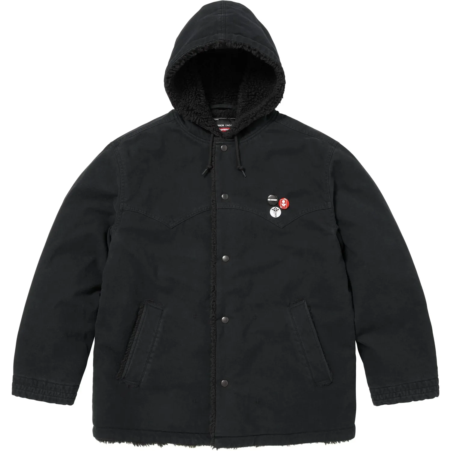 Куртка с капюшоном из искусственного меха NumberNine FW25 WEEK16 Supreme, черный