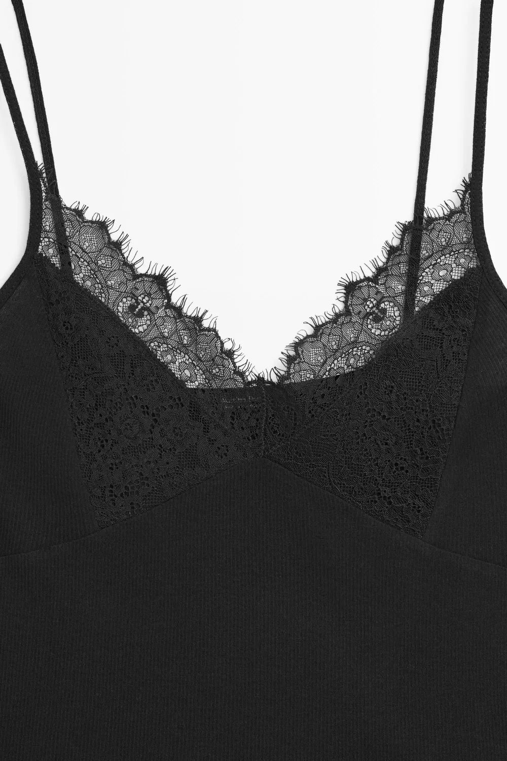 Топ Massimo Dutti Strappy With Lace Detail, черный — фото 4