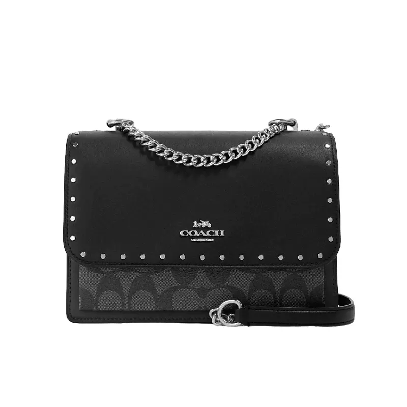 

Сумка Coach Outlet Klare Crossbody In Signature Canvas With Rivets, серый/черный