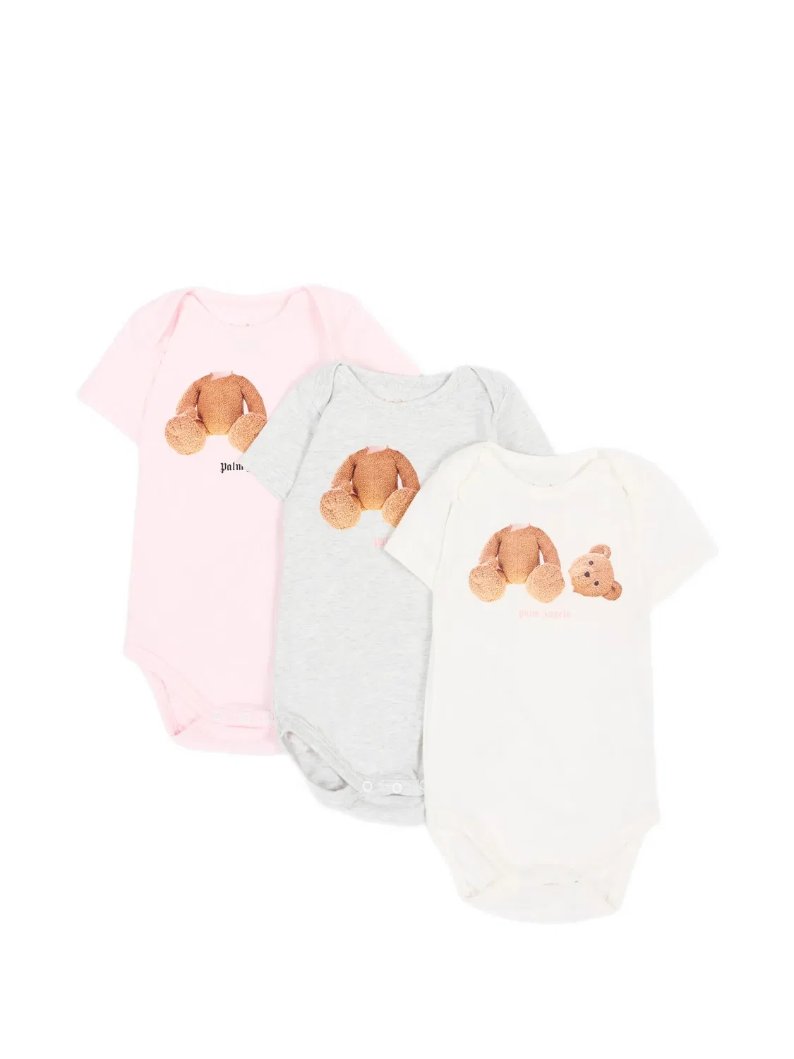 Комплект из трех боди с принтом Palm Angels Kids, розовый