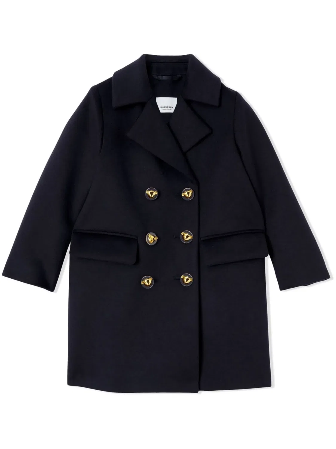 Пальто с шарфом и двурядной застежкой Burberry, синий