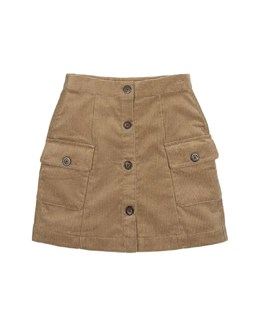 Детская юбка на пуговицах из вельвета Hope & Henry, Medium Brown — фото 2
