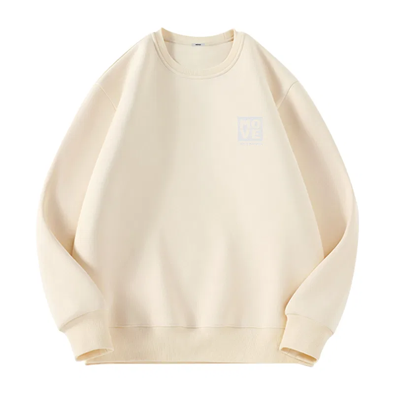 Детский свитшот с принтом Heavyweight Spring Fall Light Beige Ma Heartbeat Label Chest Logo MINISO, Light Beige