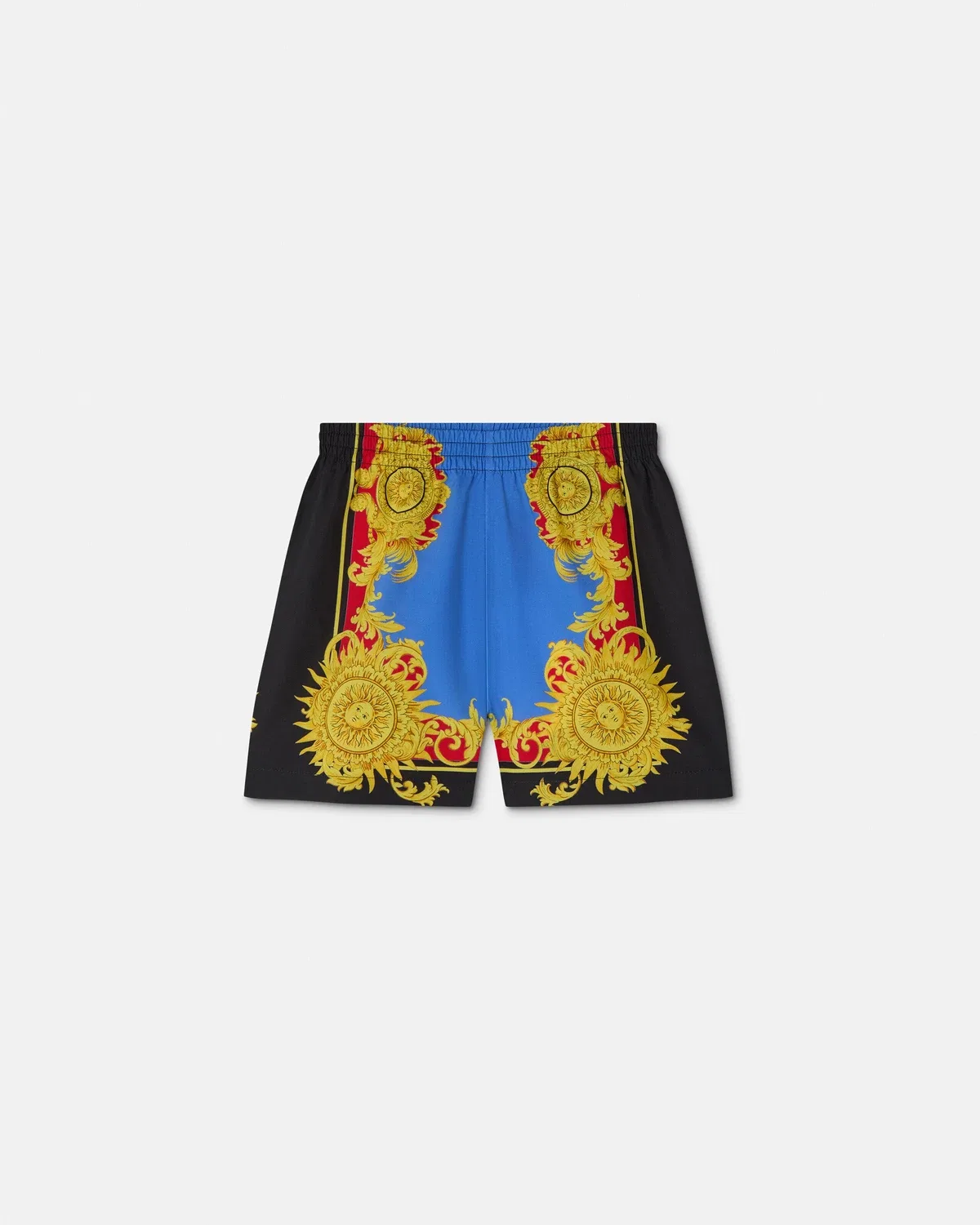 Короткие шорты из хлопкового поплина с принтом для малышей VERSACE, синий