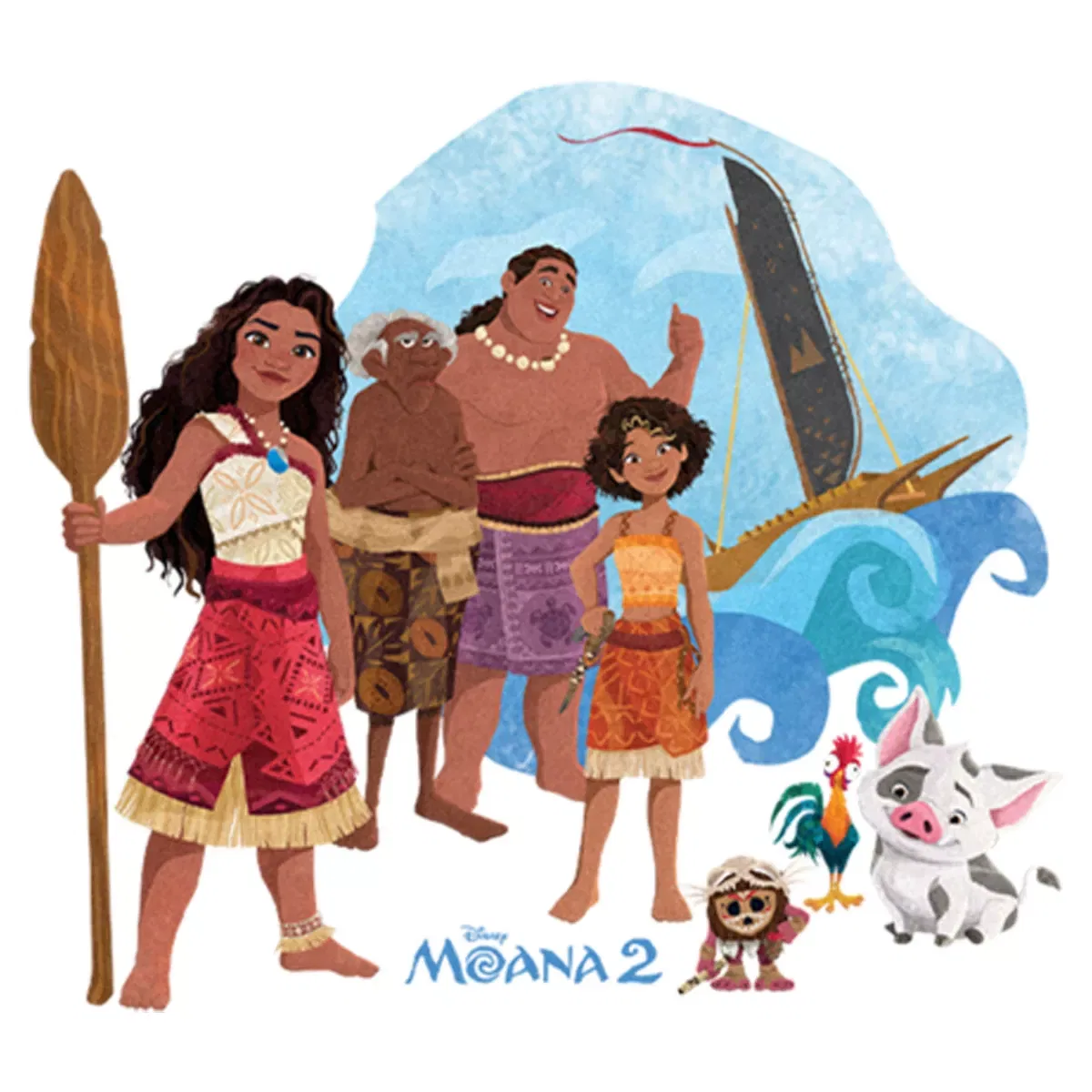 Детская футболка с принтом Moana 2 Wayfinder Crew Waves Cropped T-Shirt Moana 2, White — фото 2