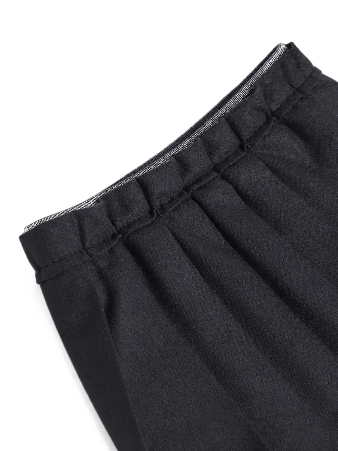 Плиссированная юбка мини из вирджинской шерсти Brunello Cucinelli Kids, черный — фото 3