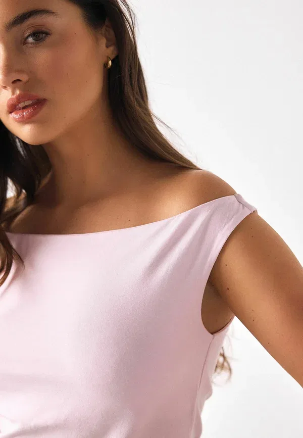 Топ хлопковый Square neck Next, blush pink, розовый — фото 3
