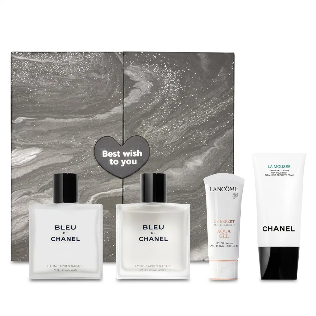 Мужской набор для ухода после бритья CHANEL Cerulean, Cleanser 150ml + Aftershave 100ml + Post-Shave Lotion 90ml, Blue — фото 2