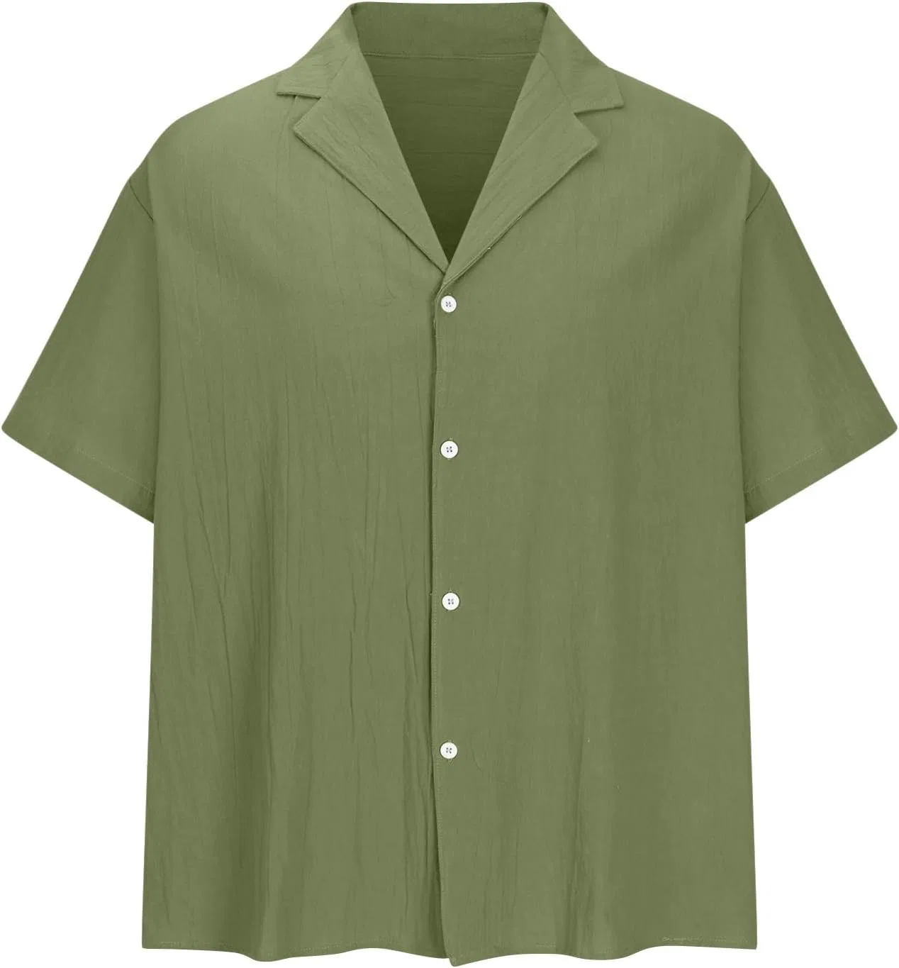 Мужская футболка с коротким рукавом из хлопка и льна, Army Green — фото 4