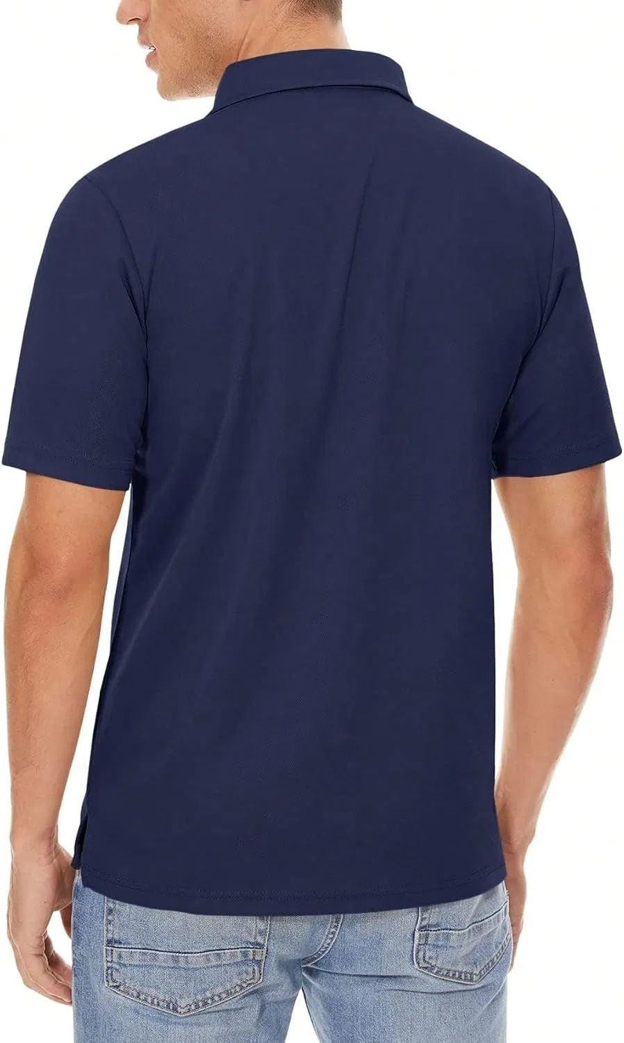 Мужская повседневная футболка с воротником Generic, Navy Blue — фото 3