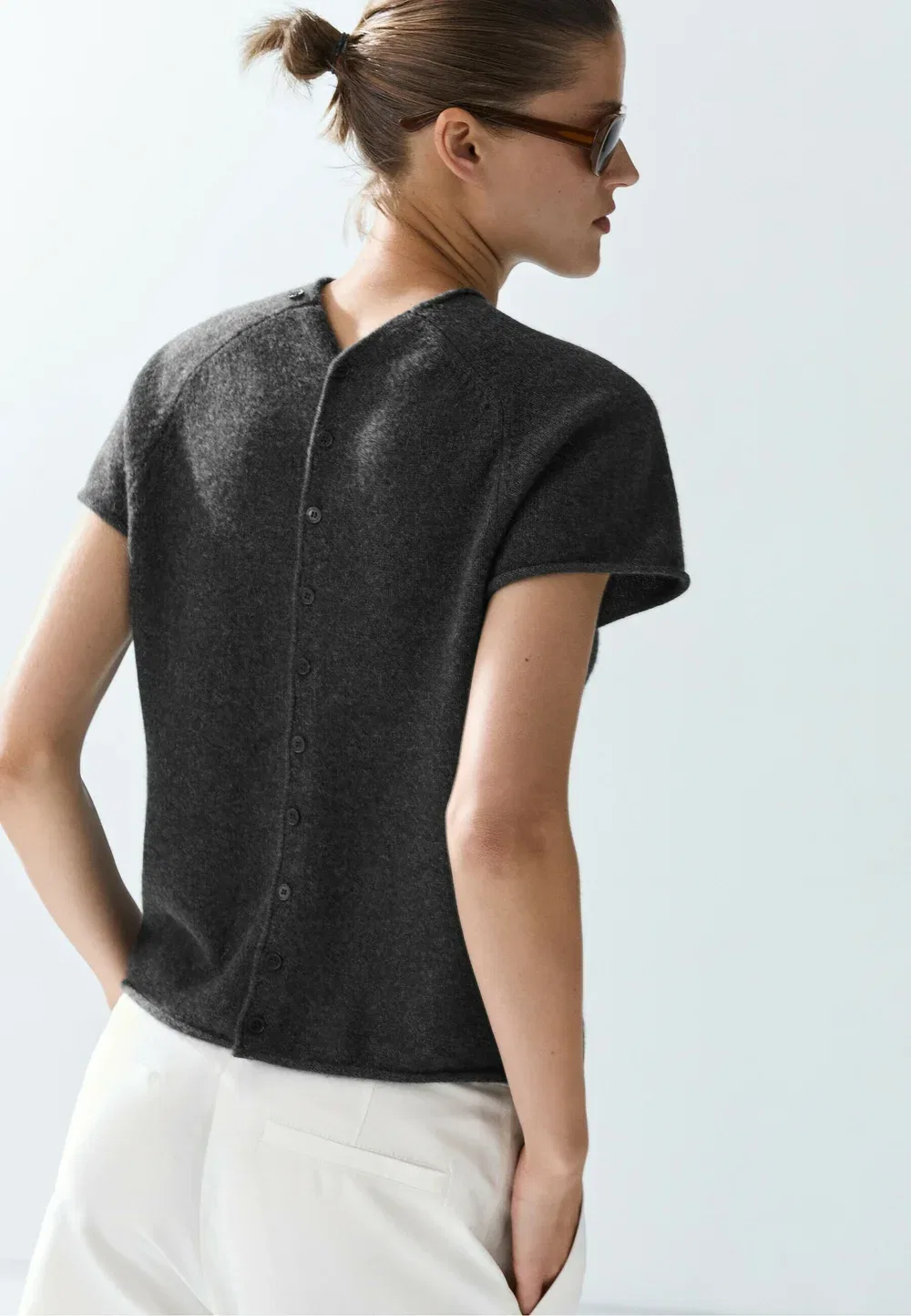 Вязаный жилет-кардиган из 100% кашемира Massimo Dutti, Dark Grey — фото 3