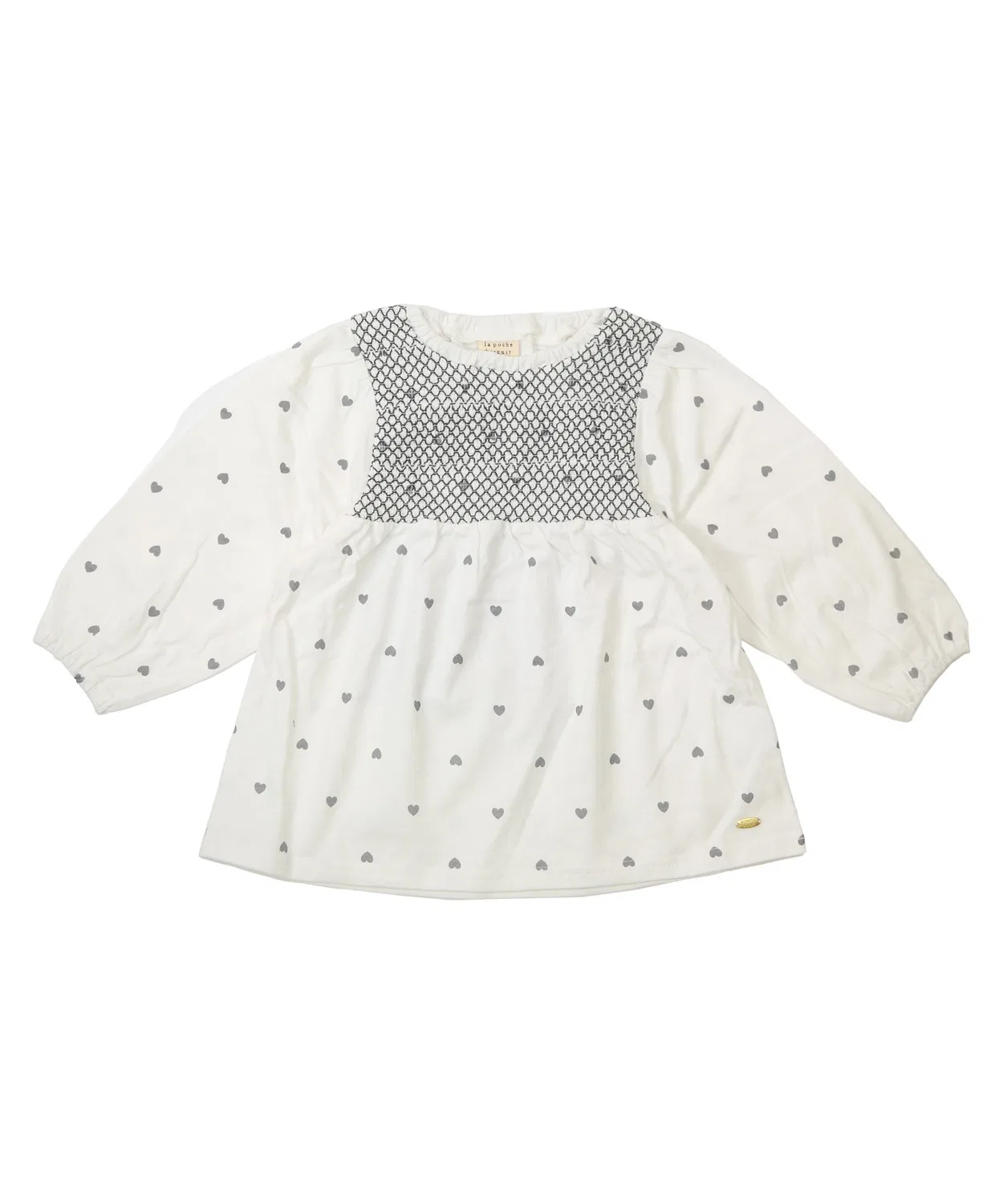 Детская туника с принтом Heart la poche biscuit, Ivory