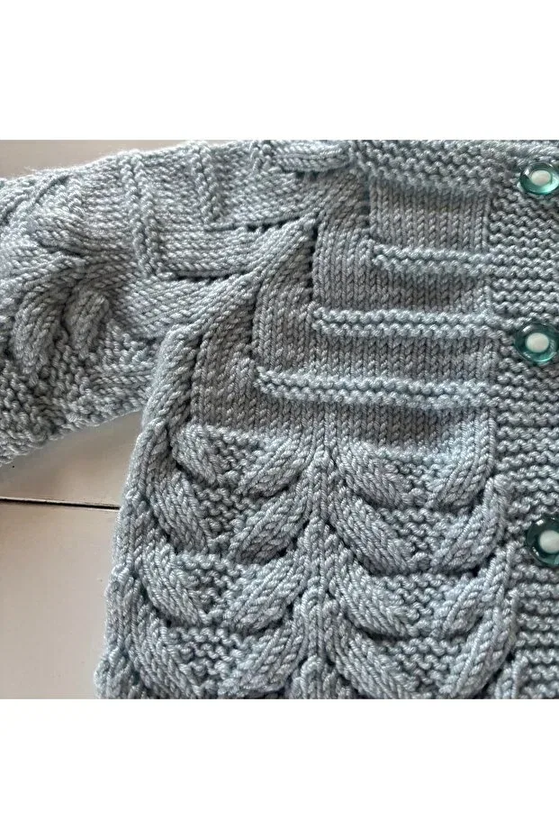 Детский кардиган хлопковый Unisex baby knitted cardigan light blue hair knitted patterned knitwear cardigan 0-3 months, 3-6 months Generic Brands, Blue — фото 3