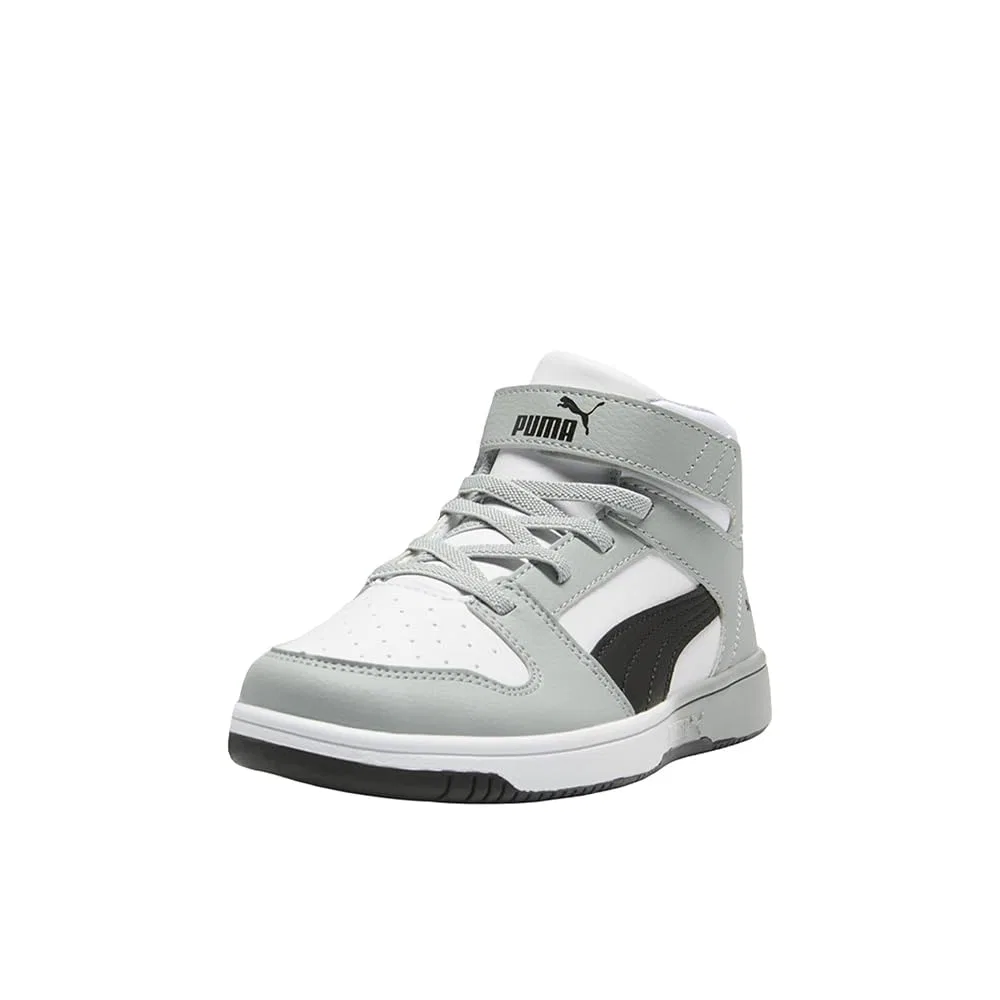 Детские кроссовки для мальчиков с перфорированным верхом Rebound Layup Mid Hook and Loop PUMA PUMA White PUMA Black Cool Mid Gray — фото 3