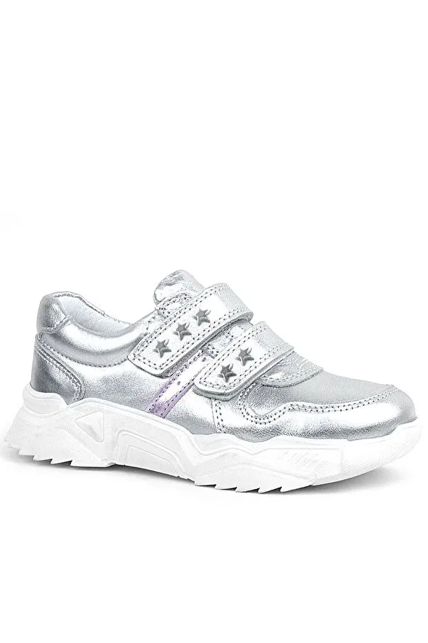 Детские спортивные туфли для девочек с принтом Rakerplus, Silver — фото 2