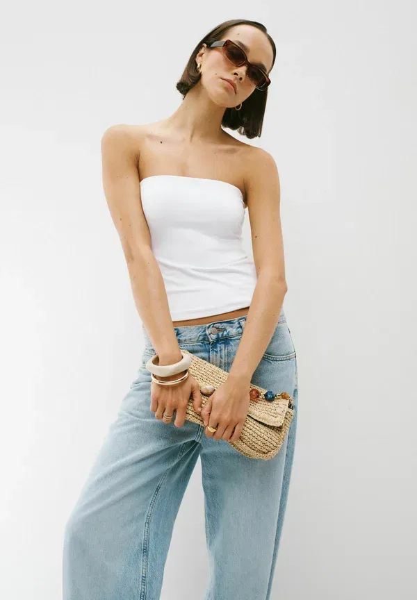 Топ облегающий Regular fit - soft touch slinky sleeveless bandeau top Next, белый