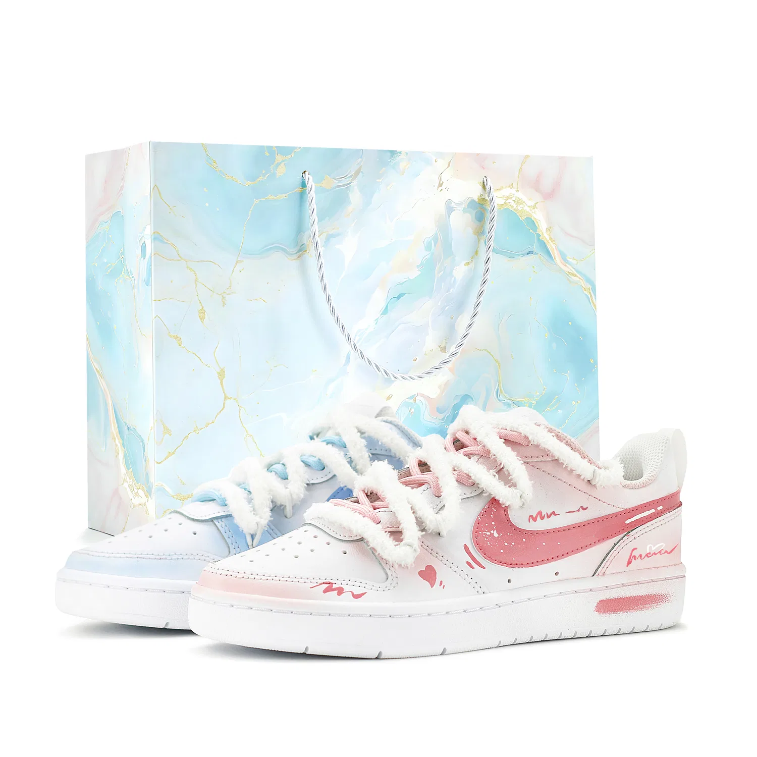 Детские кроссовки для скейтбординга с текстурой из кожи Nike Court Borough, Pink Blue