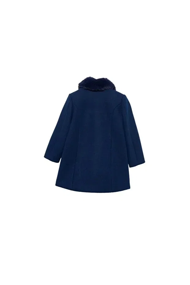 Детское пальто для девочек с меховым воротником Abel & Lula, Navy Blue