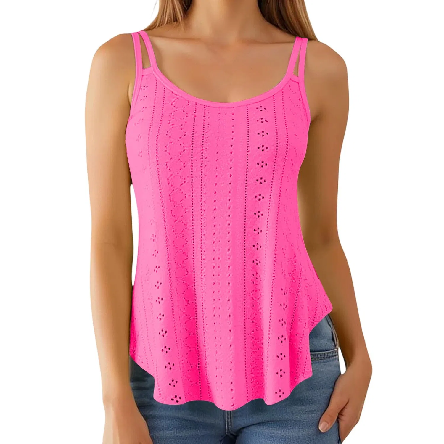 Женский топ без рукавов с жаккардовым узором, Hot Pink