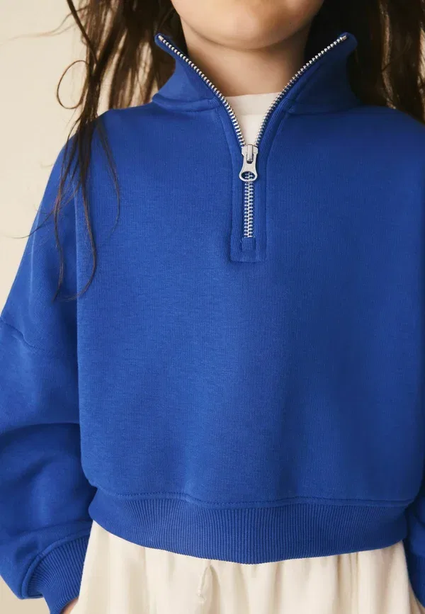 Свитшот с хлопком Regular fit Quarter Zip Sweatshirt Next Blue, синий — фото 3