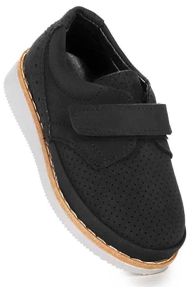 Детские туфли для мальчиков без шнурков Circum nubuck velcro baby boy circumcision shoes Kiko Kids, Black
