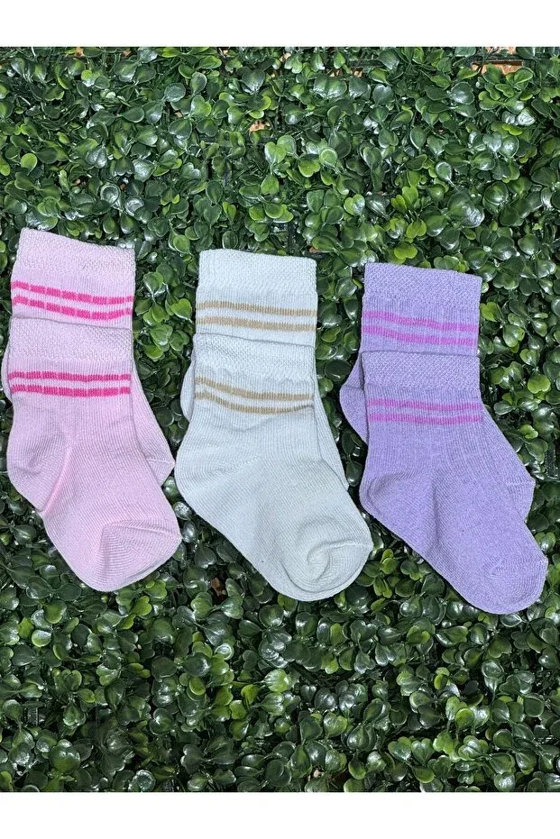 Детские носки для новорожденных хлопковые Miniloppoo, Pink-White-Purple — фото 4
