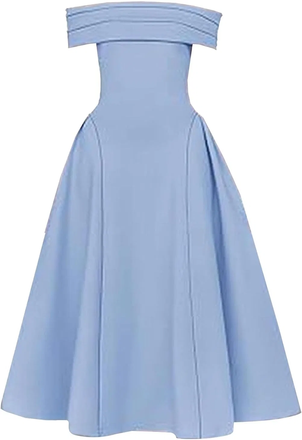 Женское элегантное платье off-shoulder с миди-длиной, Blue — фото 3