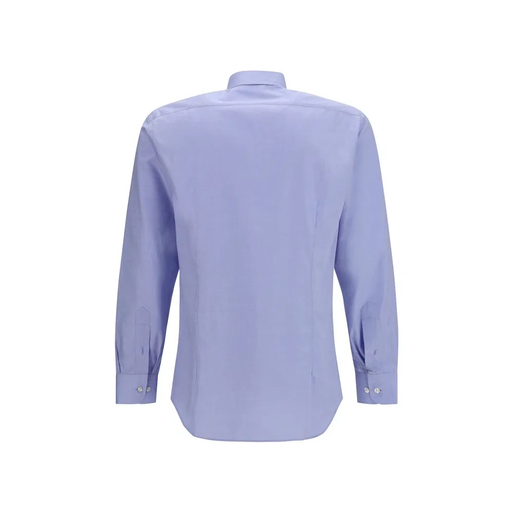 Мужская рубашка классическая с длинным рукавом Blue Cotton Dress Shirt Etro, Blue — фото 2