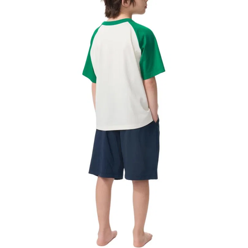 Детский спортивный костюм хлопковый UNIQLO, Ecru Top+Blue Pants — фото 4