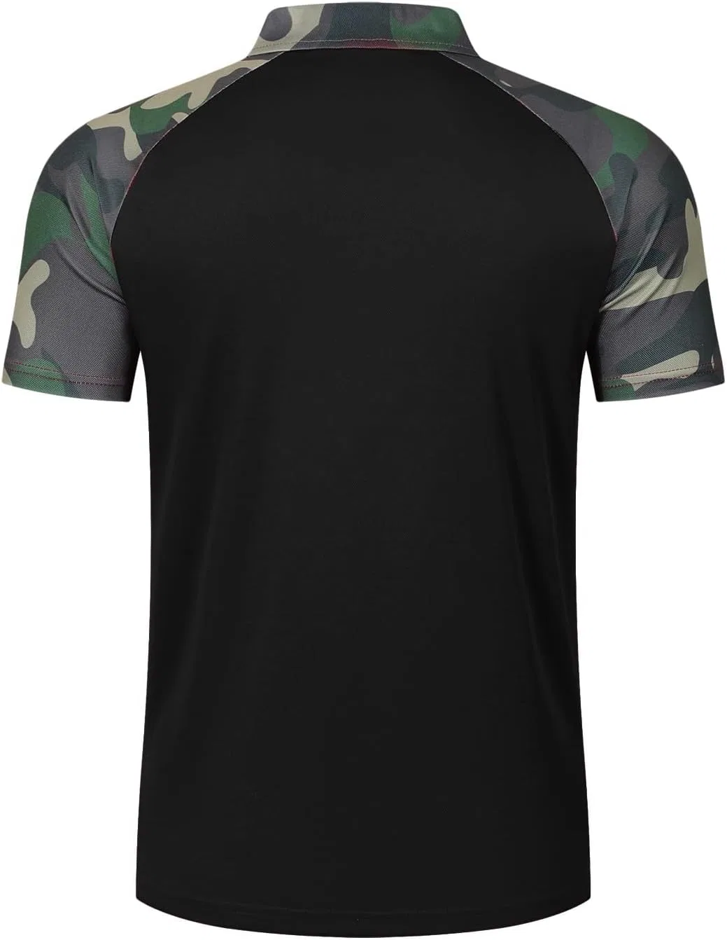 Мужская slim fit футболка с камуфляжным рукавом реглан, Black — фото 4
