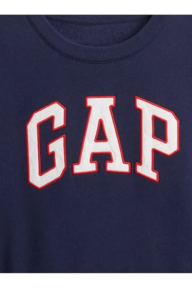 Детская толстовка из футера для девочек с длинным рукавом Gap Kids, Navy Blue — фото 2