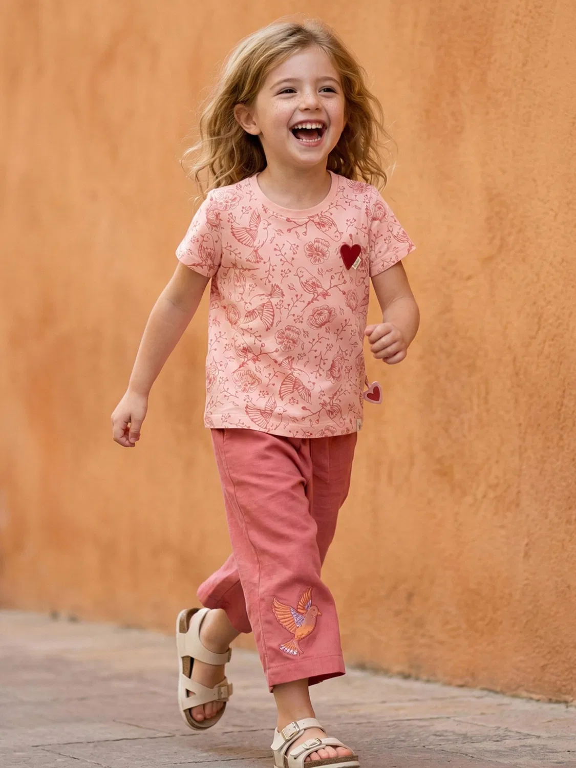 Брюки Sigikid Regular Pants Chambray-Hose Pink Birds розового цвета — фото 2