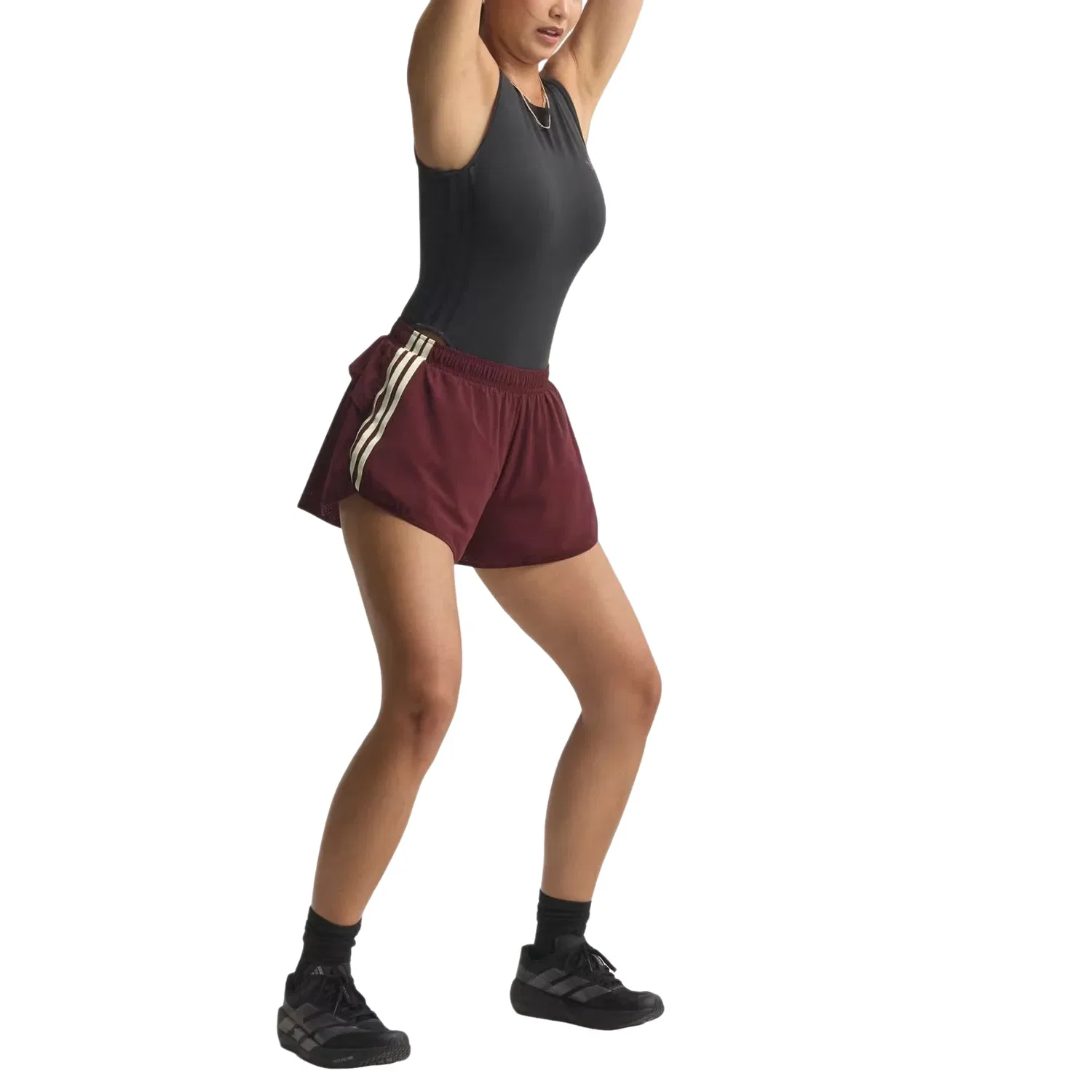 Женские шорты для тренировок Originals Sport Shorts Asia Sizing 'Burgundy' adidas, Burgundy/Off White — фото 3