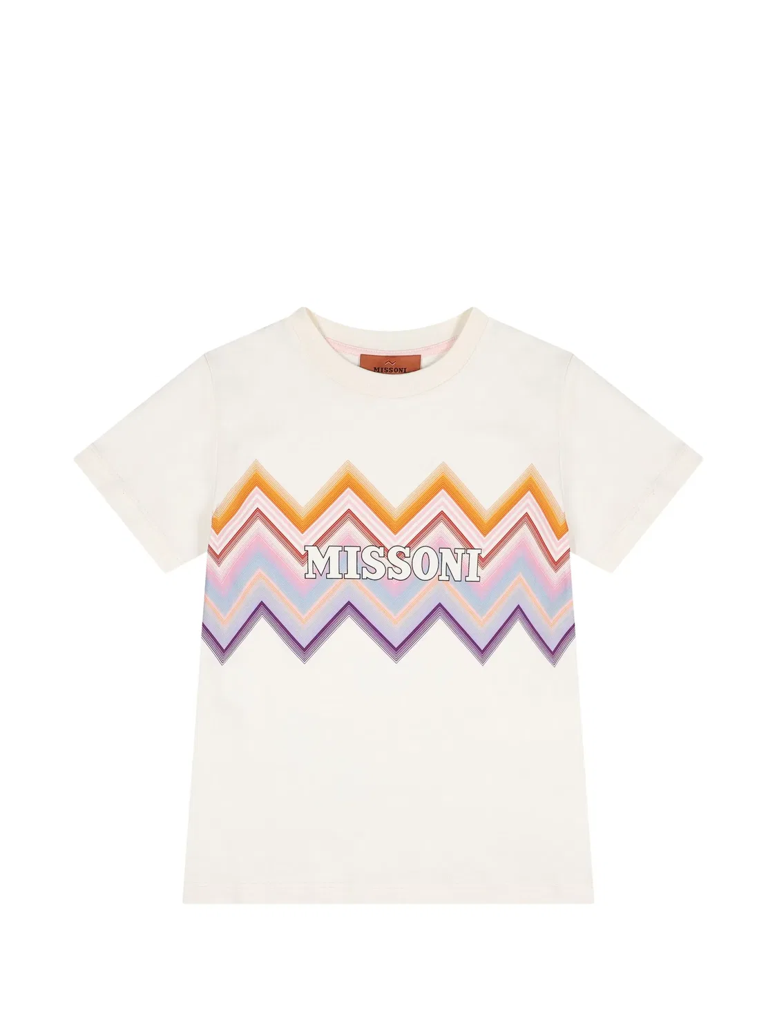 Футболка с узором зигзаг и логотипом Missoni Kids, нейтральные цвета