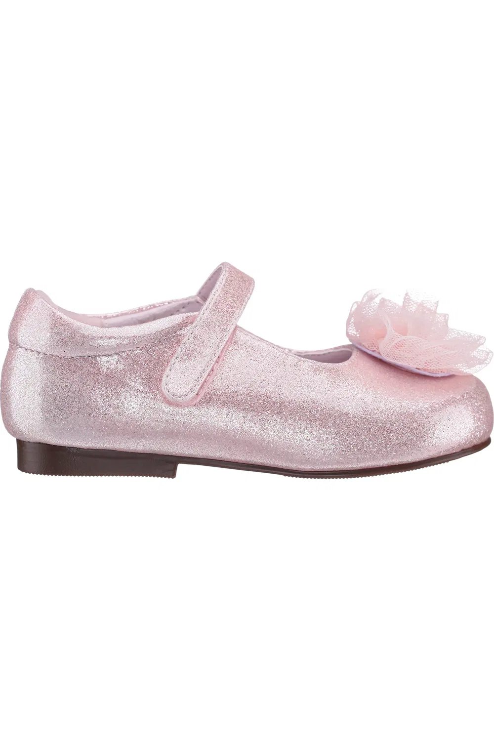 Детские туфли Мэри Джейн с розеткой Nina, Light Pink Shimmer — фото 3