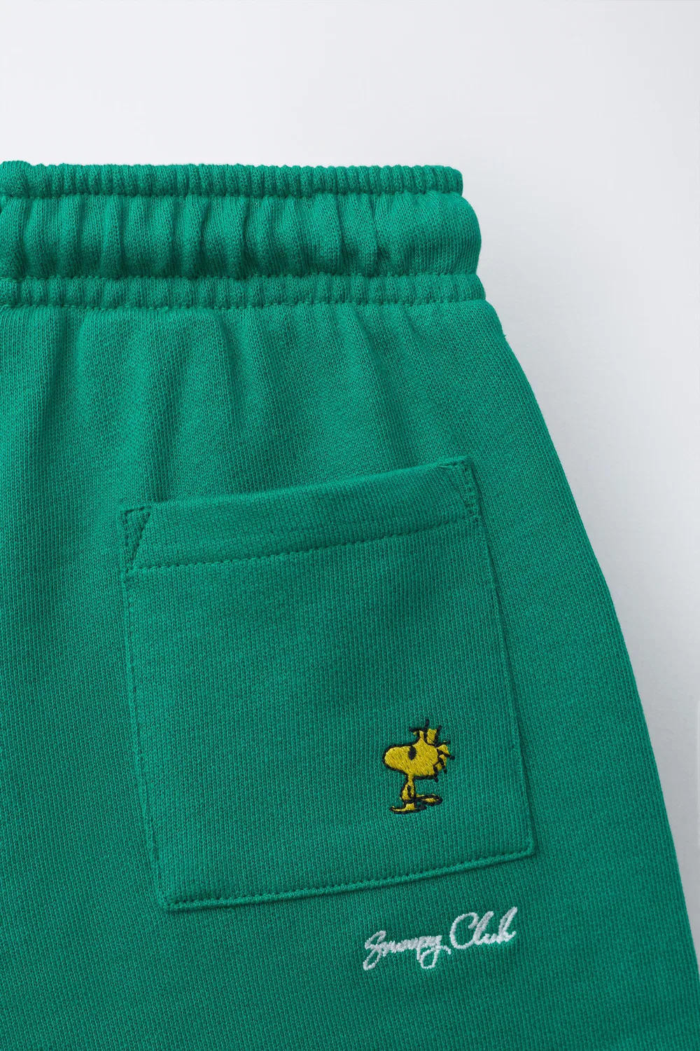 Спортивные шорты-бермуды с вышивкой SNOOPY PEANUTS ZARA, Green — фото 4