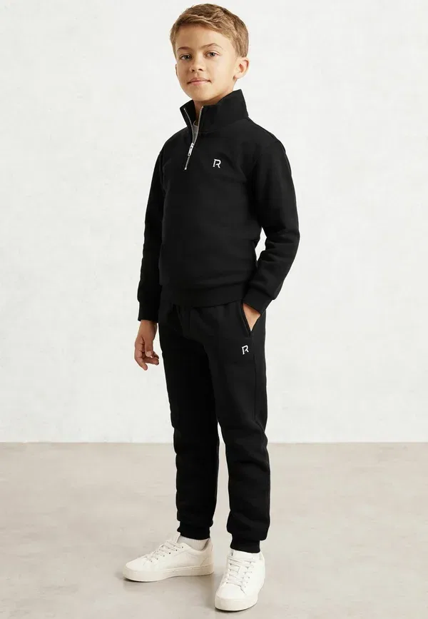 Спортивный костюм хлопок Reiss Sulley half-zip logo tracksuit set, черный