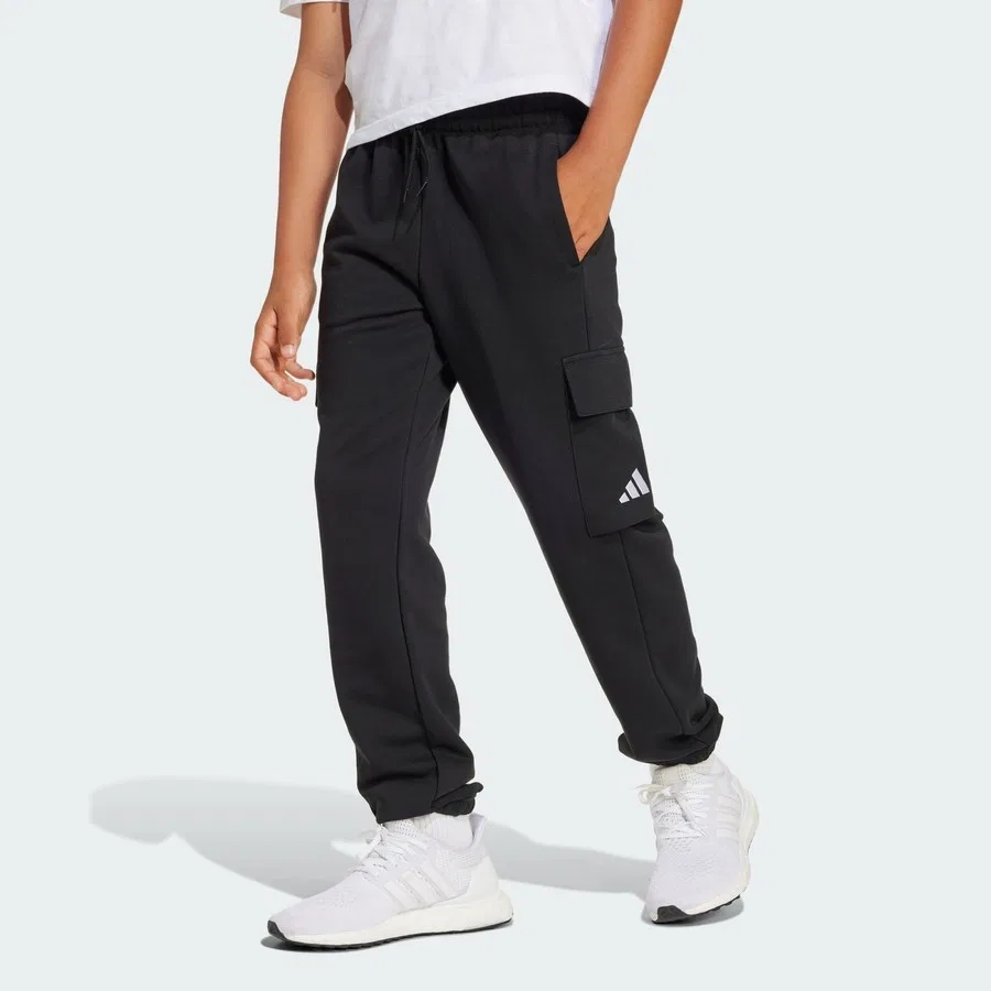 Штаны спортивные с карго-карманами Essentials Cargo Pants Kids adidas, Черно-белый — фото 2