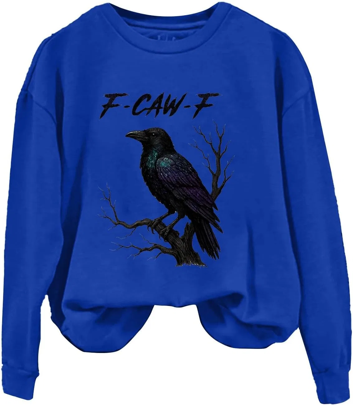 Женский свитшот с принтом F Caw F Crow Funny, 02-A-Blue — фото 3