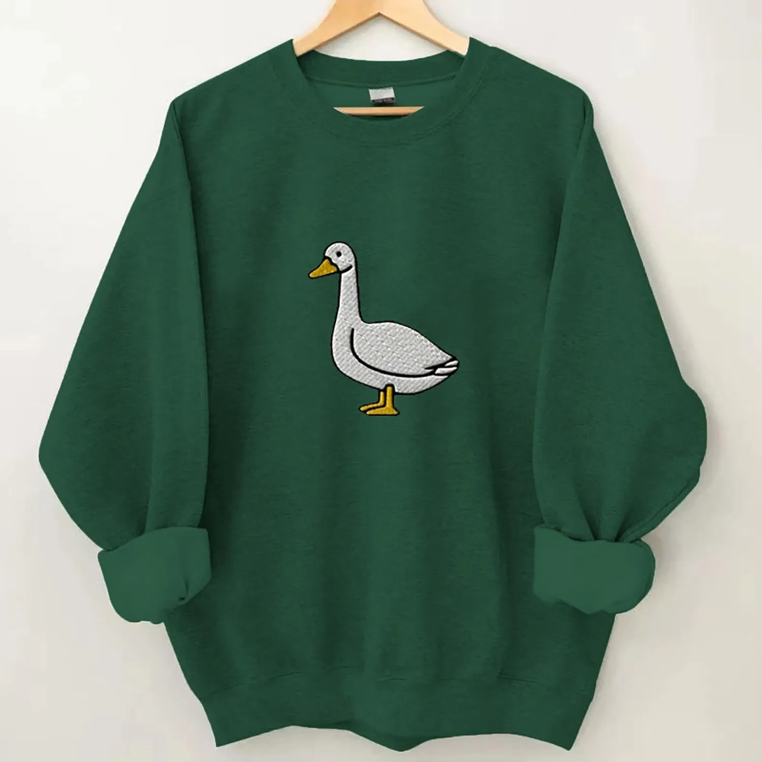 Женский свитер с принтом гусей Goose Print Sweater, Green — фото 3