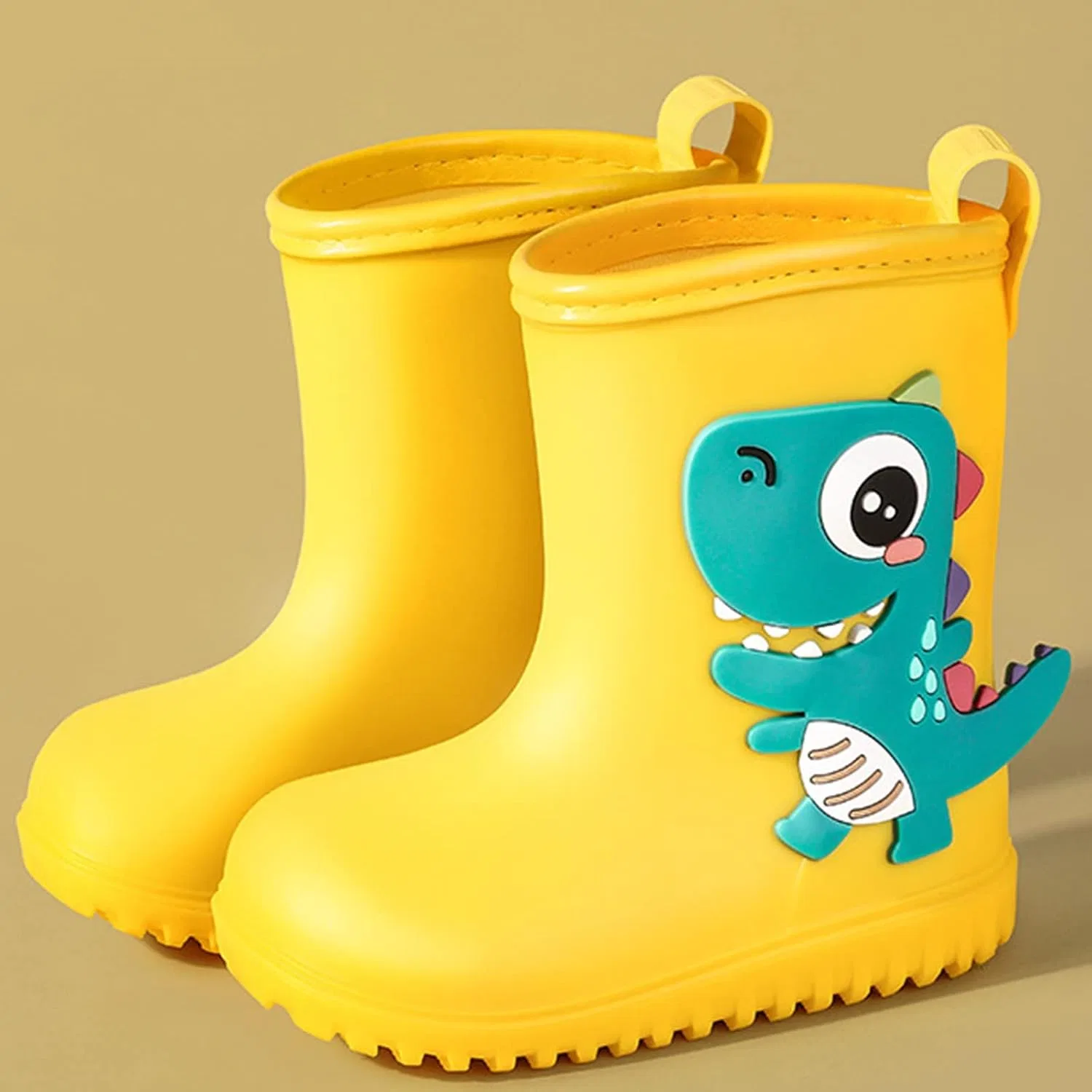 Детские дождевые сапоги для девочек с принтом Waterproof Shoes for Kids, Yellow — фото 3