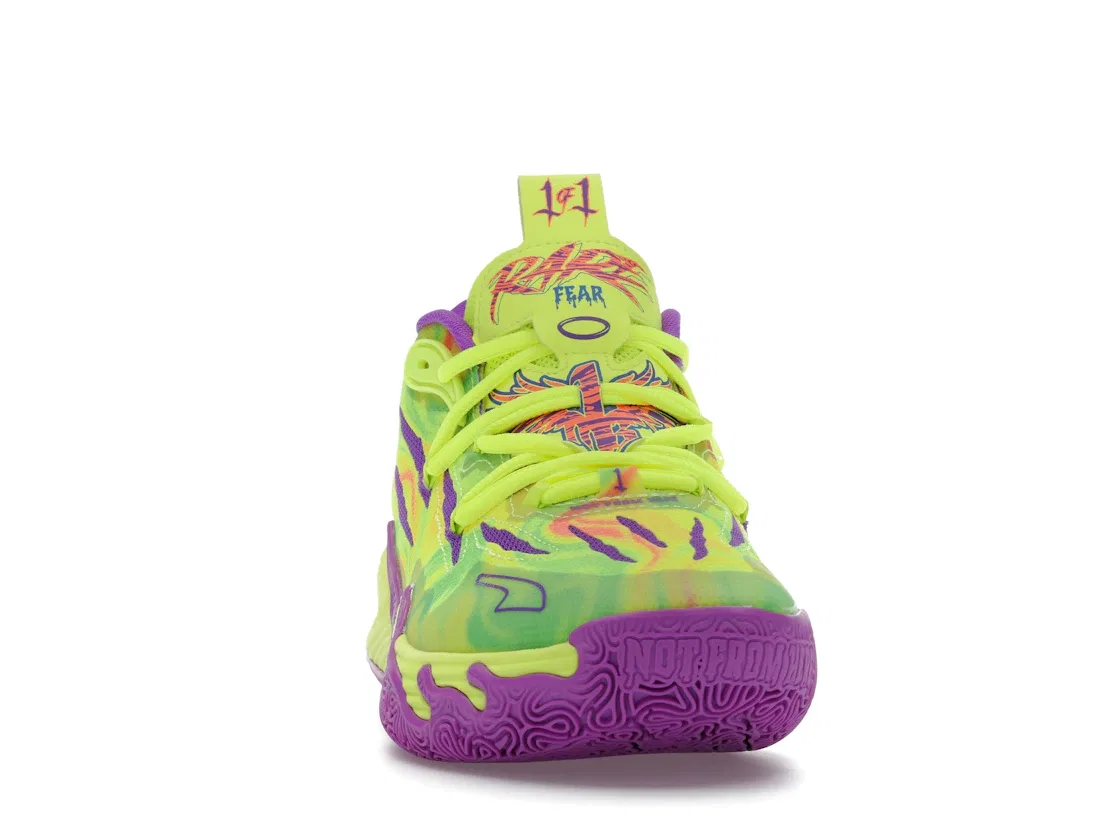 Детские кроссовки для мальчиков баскетбольные Puma LaMelo Ball MB.03 Spark, Safety Yellow/Purple Glimmer — фото 2