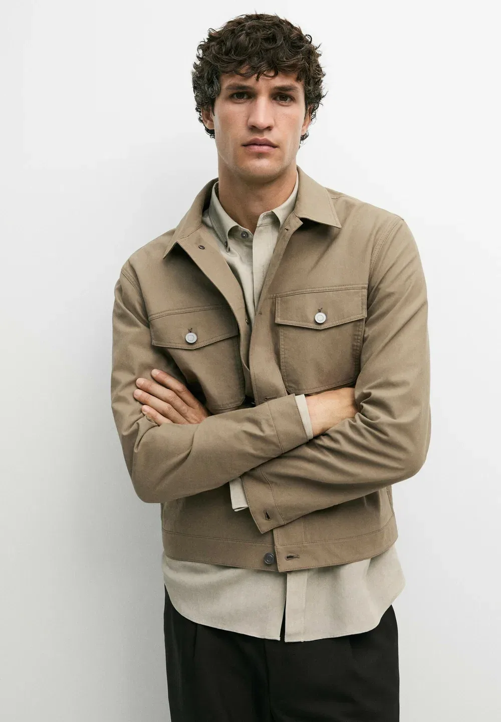 Куртка-Тракер с двумя карманами - летняя куртка Massimo Dutti, Ochre
