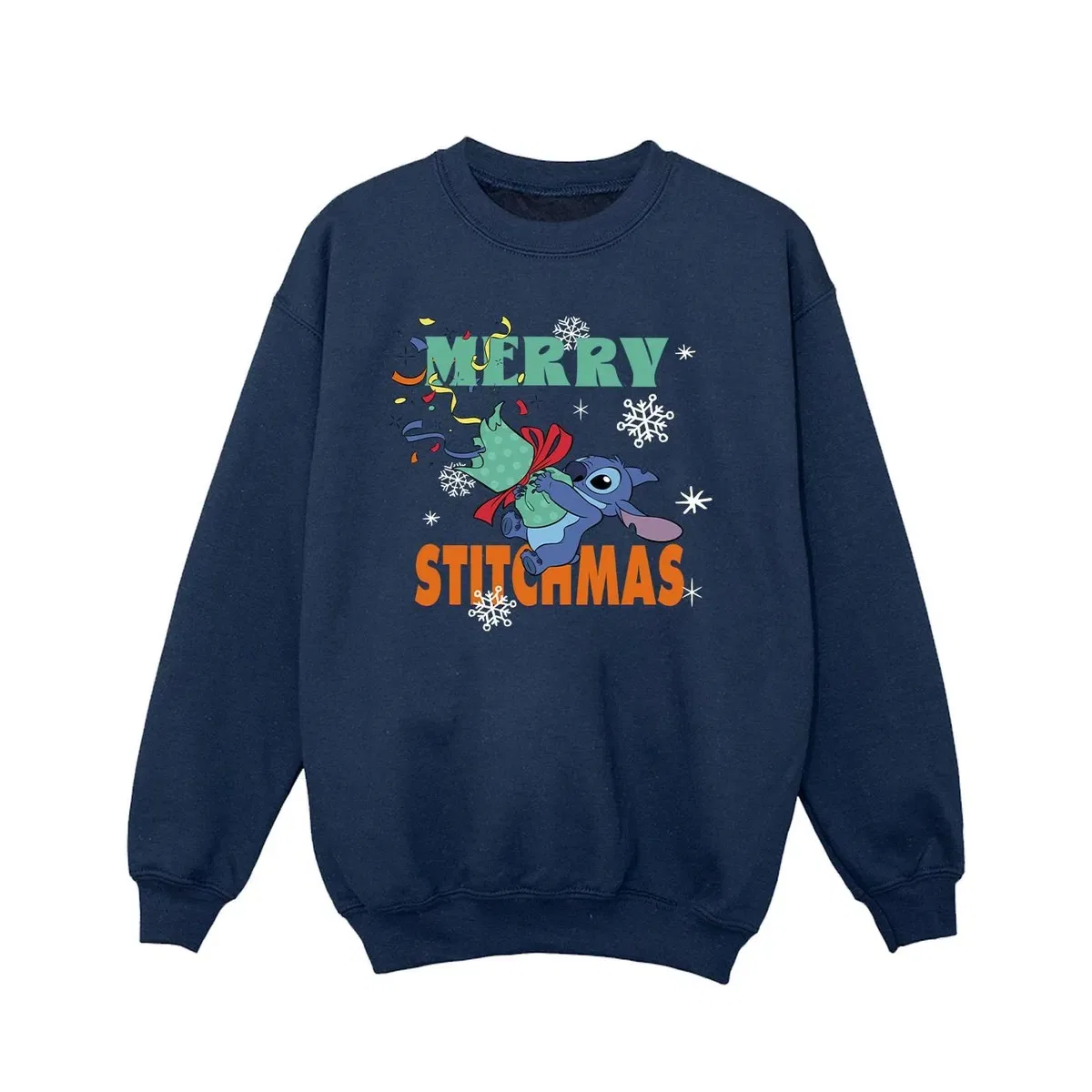 Свитшот с принтом Merry Stitchmas Lilo & Stitch, Navy — фото 2
