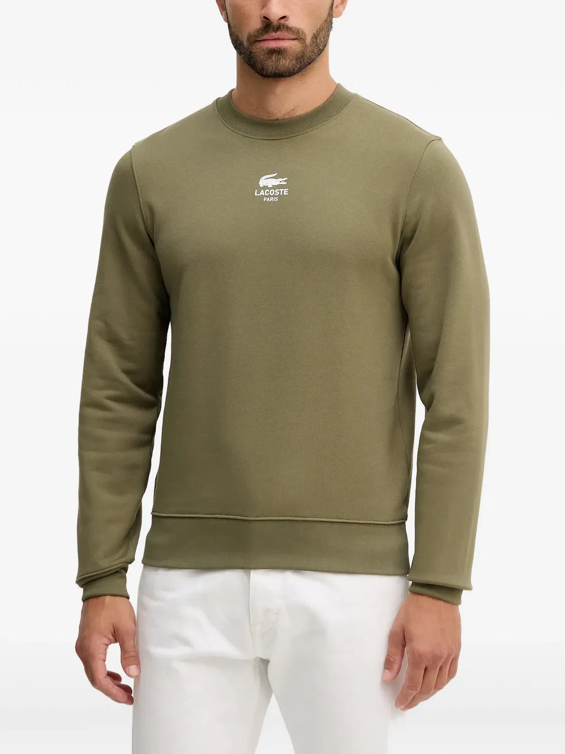Толстовка Lacoste с логотипом, круглый вырез, оливково-зеленый