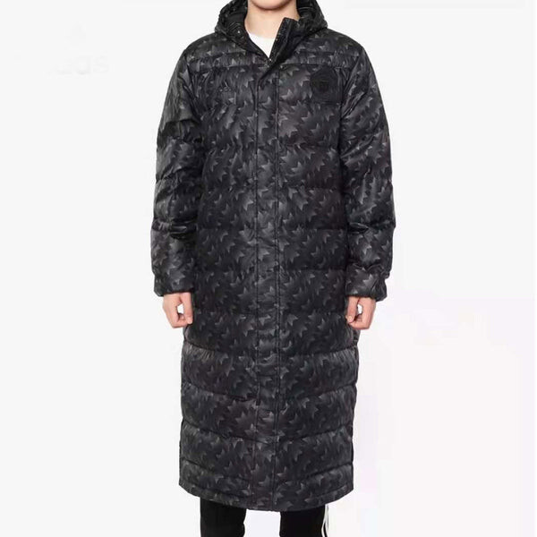 Пуховик Men's adidas Athleisure Casual Sports Soccer/Football Long Hooded Down Jacket Black, черный — фото 3